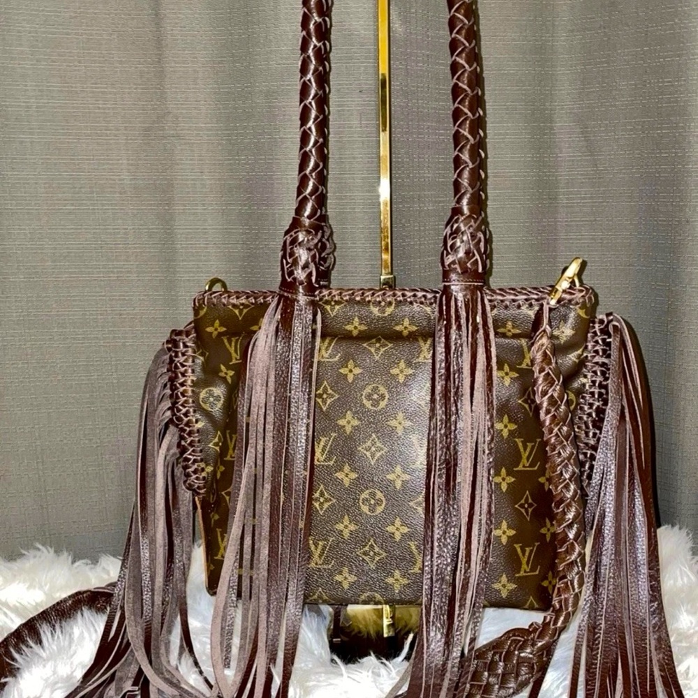 Louis Vuitton Vintage Boho Monogram Cabas Piano fringe Shoulder Bag Atlas tote